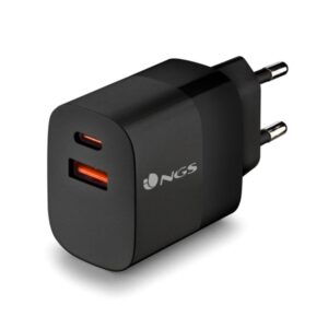 ngs bud 45w cargador gan universal de pared 45w ultrarapido 1x usb c pd & pps, 1x usb a qc 3.0 color negro