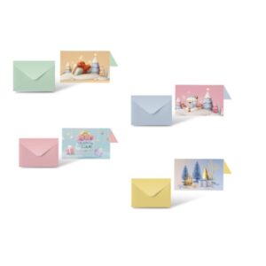 bismark pack de 24 tarjetas de felicitacion navideña con sobre pastel tamaño tarjeta 12.5x17.5cm diseños variados pastel
