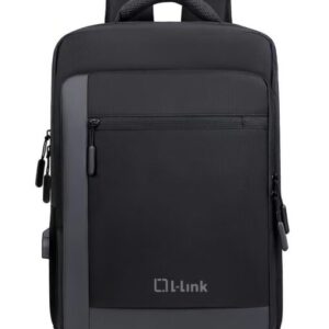l link mochila para portatil 15.6" bolsillo exterior puerto usb exterior para carga interior compartimentado cobertura exterior repelente a agua color negro/gris