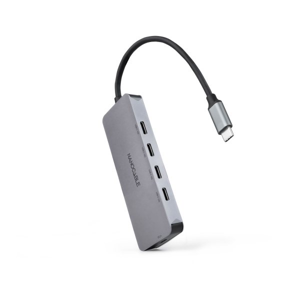nanocable hub usb c 3.2 con 4x puertos usb c 3.2 + 1 puerto usb c pd 100w velocidad de transferencia de hasta 10gbps cable de 0.10m