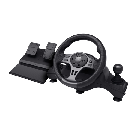 trust gxt 289 movi set de volante + pedales + palanca de cambios compatible con pc, nintendo switch, xbox y ps4 color negro