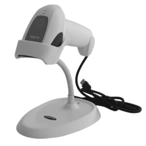 approx lector de codigos de barras 1d usb con soporte indicador led, beeper velocidad 300 veces por segundo color blanco