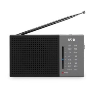 spc jetty lite radio portatil analogica fm/am entrada jack 3.5mm antena telescopica alimentacion con pilas color negro/gris