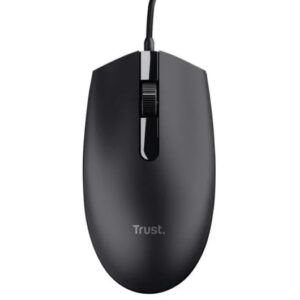 trust tm101 eco raton usb 1200dpi fabricado con 50% de plasticos reciclados 3 botones uso ambidiestro cable de 1.60m color negro