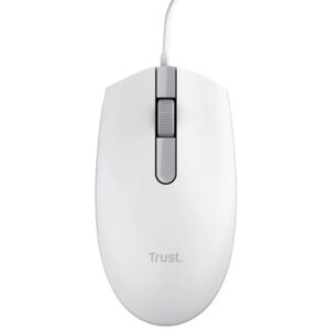 trust tm101 eco raton usb 1200dpi fabricado con 50% de plasticos reciclados 3 botones uso ambidiestro cable de 1.60m color blanco