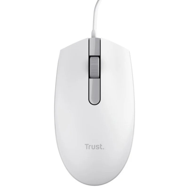 trust tm101 eco raton usb 1200dpi fabricado con 50% de plasticos reciclados 3 botones uso ambidiestro cable de 1.60m color blanco