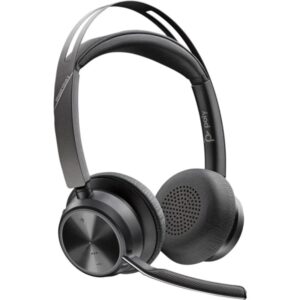 hp poly voyager focus 2 auriculares con microfono bluetooth 5.1 cancelacion de ruido almohadillas acolchadas autonomia hasta 40h control en auricular color negro