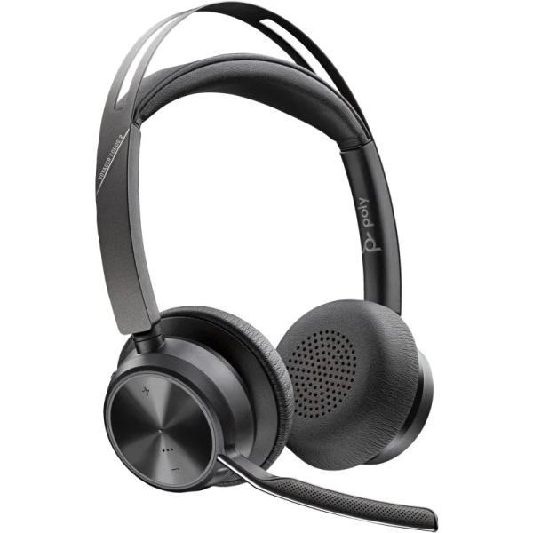 hp poly voyager focus 2 auriculares con microfono bluetooth 5.1 cancelacion de ruido almohadillas acolchadas autonomia hasta 40h control en auricular color negro