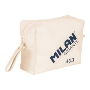 milan serie 1918 gigante 403 neceser de gran capacidad tamaño 27x20x11cm 2 compartimentos interiores cierre de cremallera 100% algodon color beige