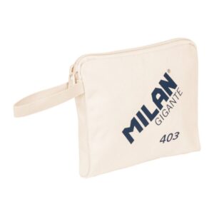milan serie 1918 gigante 403 bolsa de mano tamaño 26,5x22x3cm cierre de cremallera 100% algodon color beige