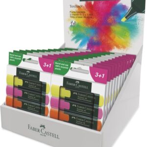 faber castell textliner 48 expositor con 22 packs de 4 marcadores fluorescentes punta biselada trazo entre 1.2mm y 5mm tinta con base de agua colores surtidos