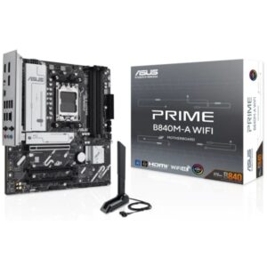 asus prime b840m a wifi placa base am5 wifi, bluetooth, 4x ddr5, 3x m2, 4x sata iii, pcie 3.0, 4.0, usb 2.0, 3.2, usb c, rj 45, hdmi, displayport factor de forma microatx