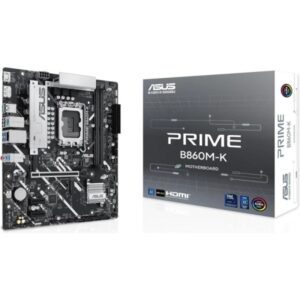 asus prime b860m k placa base intel lga 1851 2x ddr5, 2x m.2, pcie 4.0, 4x sata iii, hdmi, usb 2.0, 3.2, rj 45 factor de forma microatx