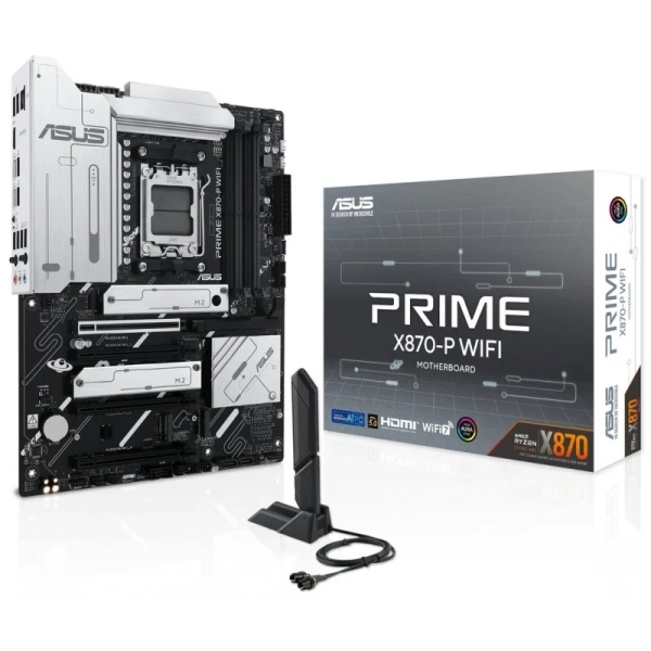 asus prime x870 p wifi placa base am5 wifi 7, bluetooth, 4x ddr5, 4x m2, 4x sata iii, pcie 4.0, 5.0, usb 2.0, 3.2, usb c, rj 45, hdmi, displayport factor de forma atx