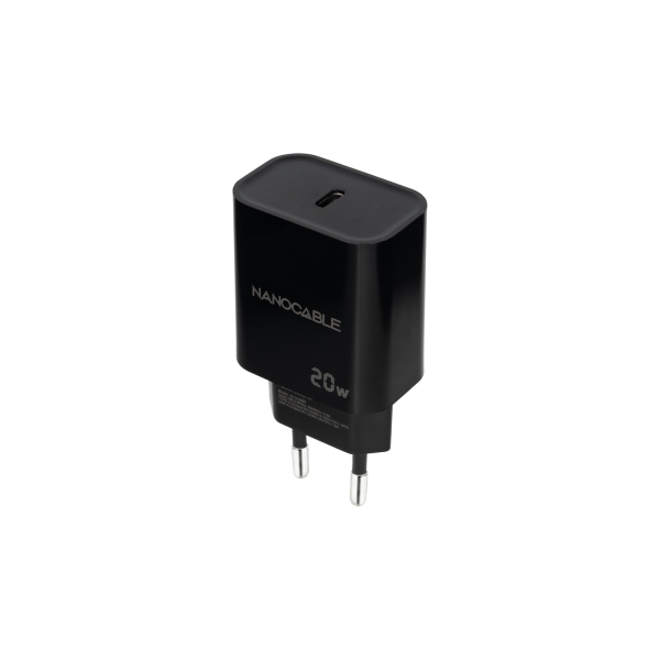 nanocable cargador de pared usb c/pd 20w color negro