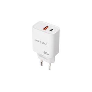 nanocable cargador de pared usb c/pd + usb a/qc 20w color blanco