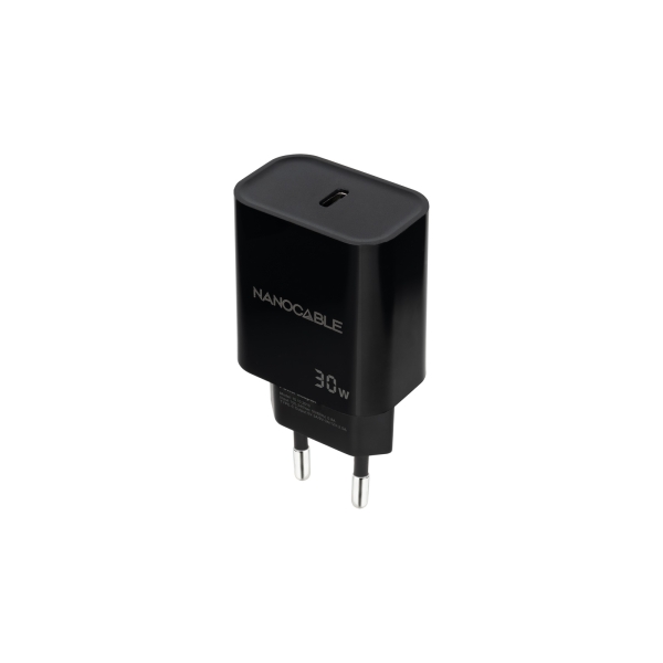 nanocable cargador de pared usb c/pd 30w color negro