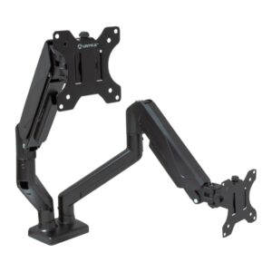 unykach uk1479 soporte de mesa con brazo articulado para 2 monitores de 13" 32" giratorio, resorte de gas gestion de cables peso max 10kg vesa 100x100mm