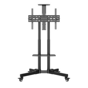 unykach soporte de suelo con ruedas para pantallas 32" 75" bloqueo de ruedas dos bandejas peso max 45kg vesa 600x400mm color negro