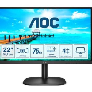 aoc monitor 21.5" wled fullhd 75hz angulo de vision 178° hdmi, vga, audio montaje vesa 100x100