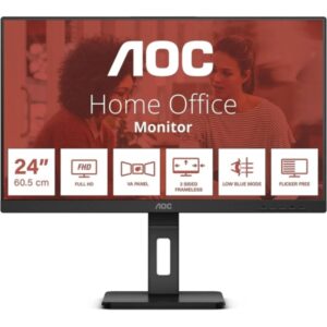 aoc monitor 24" led ips fullhd 1080p 75hz respuesta 4ms ajuste de altura angulo de vision 178° altavoces incorporados hdmi, vga, audio montaje vesa 100x100