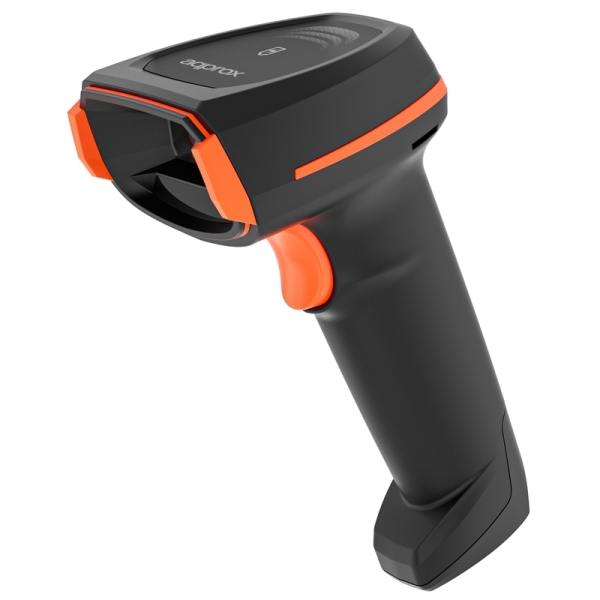 approx lector de codigos de barras 1d/2d inalambrico indicador led, beeper y vibracion velocidad de escaneo 60fps disparo manual o automatico autonomia hasta 12h color negro/naranja