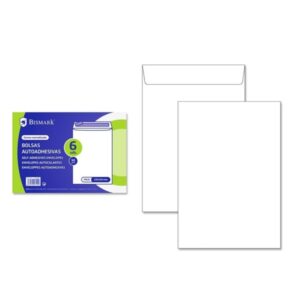 bismark pack de 6 sobres de papel 90gr medidas 184x261mm cierre autoadhesivo color blanco