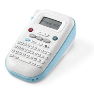 brother pt n10 rotuladora electronica de sobremesa portatil pantalla lcd 3 tipos de letra, 10 marcos y 250 simbolos ancho de cinta 12mm corte de cinta manual teclado qwerty color azul/blanco