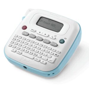 brother pt n20 rotuladora electronica de sobremesa portatil pantalla lcd 3 tipos de letra, 15 marcos y 250 simbolos ancho de cinta 12mm corte de cinta manual teclado qwerty color azul/blanco
