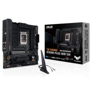 asus tuf gaming b760m plus wifi d4 placa base lga 1700 wifi, bluetooth, 4x ddr4, 2x m.2, 4x sata iii, pcie 4.0, 5.0 rj 45, usb a, usb c factor de forma microatx