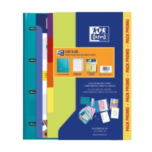 oxford europeanbinder live & go carpeta tamaño a4+ con recambio + separadores tapa de plastico polyfoam colores vivos aleatorios