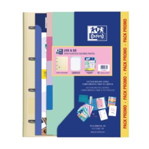 oxford europeanbinder live & go carpeta tamaño a4+ con recambio + separadores tapa de plastico polyfoam colores pastel aleatorios