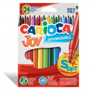 carioca joy pack de 24 rotuladores tinta superlavable punta fina 2.8mm punta bloqueada tapa ventilada color varios