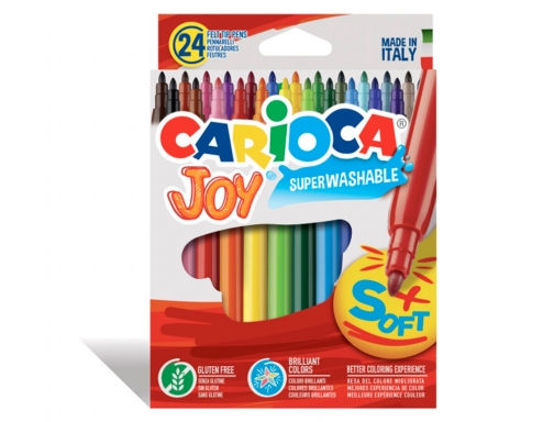 carioca joy pack de 24 rotuladores tinta superlavable punta fina 2.8mm punta bloqueada tapa ventilada color varios