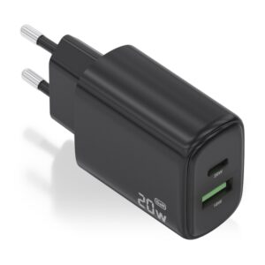 aisens cargador gan 20w 1xusb c pd3.0 1xusb a qc3.0 color negro