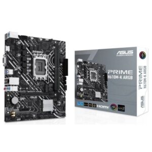 asus prime h610m k argb placa base intel1700 2x ddr5 hdmi, vga, m.2, pcie4.0, 4x sata iii, rj 45, usb 3.2, microatx