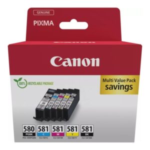 canon pgi580/cli581 pack de 5 cartuchos de tinta originales 2078c007