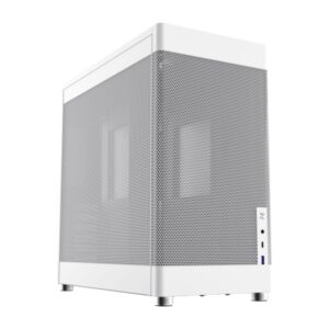 coolbox mesh mp1 caja torre atx, micro atx, mini itx tamaño hdd 2.5", 3.5" usb a 3.2, usb c y audio soporta refrigeracion liquida color blancoi