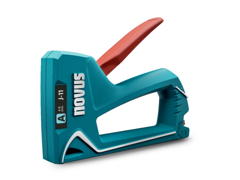 novus j11 clavadora/grapadora para grapas de 4 a 8mm carga inferior con desbloqueo de seguridad indicador de cantidad de grapas restante