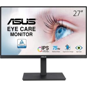 asus monitor 27" ips led fullhd 1080p 75hz respuesta 5ms ajustable en altura y giratorio angulo de vision 178° 16:9 hdmi, dport vesa 100x100mm