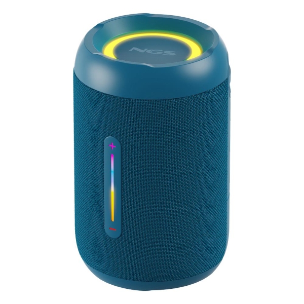 ngs roller furia 2 tiny altavoz bluetooth 20w tws iluminacion led autonomia hasta 7h resistencia al agua ipx7 color azul
