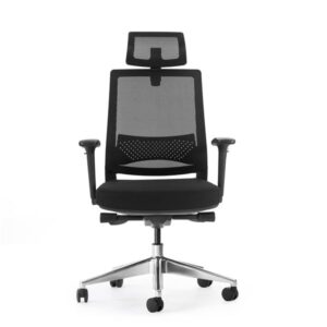cromad senior se1600 silla de oficina altura ajustable con elevador de gas de grado 4 soporte lumbar y reposacabezas ajustables respaldo de malla ruedas de nailon 360º color negro