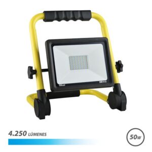 elbat foco led con soporte plegable 50w 4250 lumenes 6500k luz fria cable de 1.50m ip65 para uso en exterior