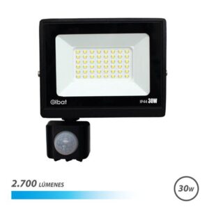 elbat serie slim foco led 30w con sensor de movimiento 2700 lumenes 6500k luz fria ip44