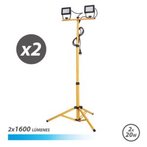 elbat foco led con tripode 2 x 20w 1600 lumenes 6500k luz fria cable de 3m ip65 para uso en exterior