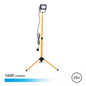 elbat foco led con tripode 20w 1600 lumenes 6500k luz fria cable de 3m ip65 para uso en exterior