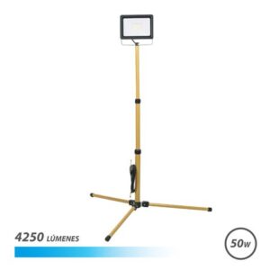 elbat foco led con tripode 50w 4250 lumenes 6500k luz fria cable de 3m ip65 para uso en exterior