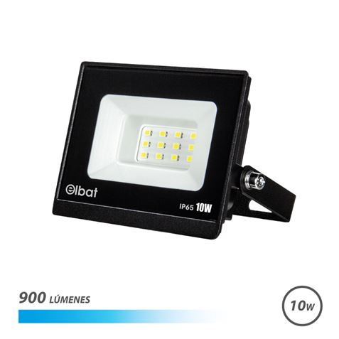 elbat foco led serie super slim 10w 900 lumenes 6500k luz fria ip65 para uso en exterior