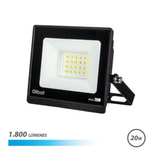 elbat foco led serie super slim 20w 1800 lumenes 6500k luz fria ip65 para uso en exterior