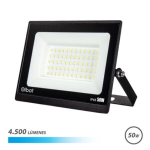 elbat foco led serie super slim 50w 4500 lumenes 6500k luz fria ip65 para uso en exterior